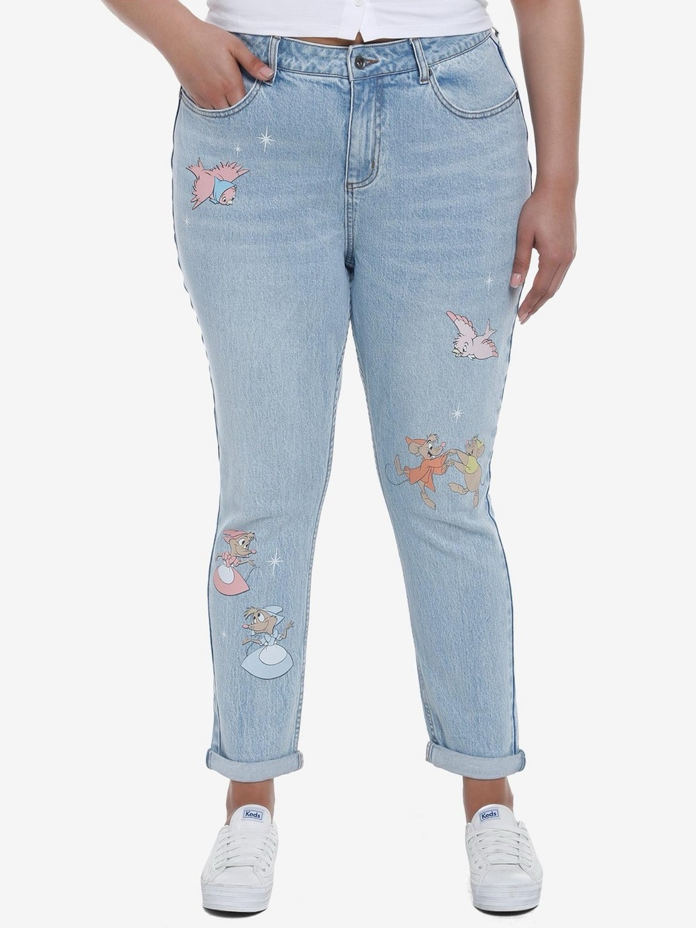 Hot Topic Disney Cinderella Mom Jeans Sz 15 High Waisted Light Wash